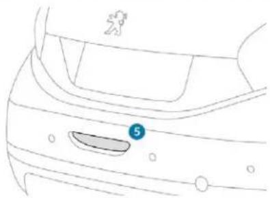 Line drawing of a car's side profile with a numbered marker (5) and a small figure icon on the top surface (no text or symbols)