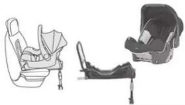 Line drawings of three car seats: front, side, and seat (no text or symbols)