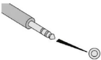 Diagram of a cable with a pointed tip and circular end, no text or symbols present