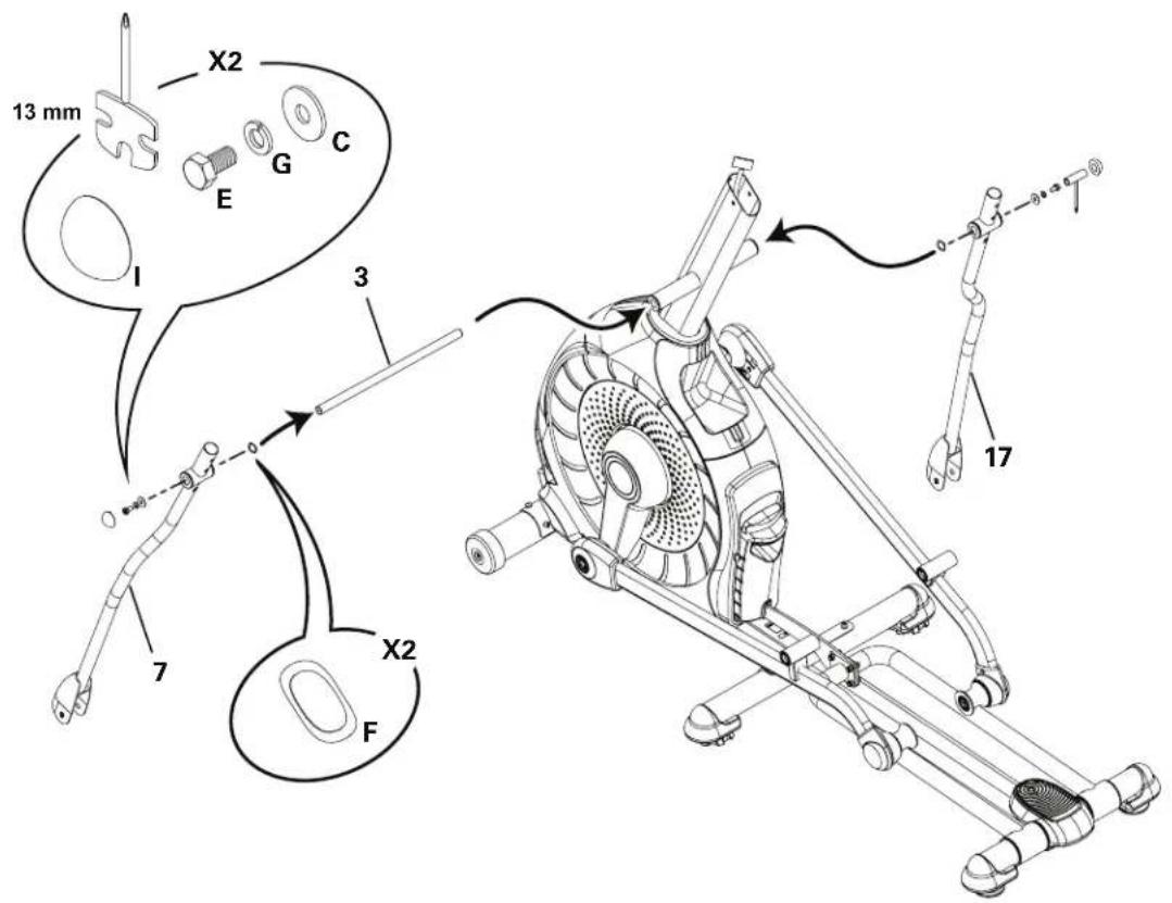 Schwinn 430 - 使用臂支柱杆安装手动提升组件 - 5