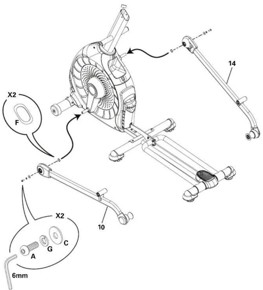 Schwinn 430 - 使用臂支柱杆安装手动提升组件 - 4