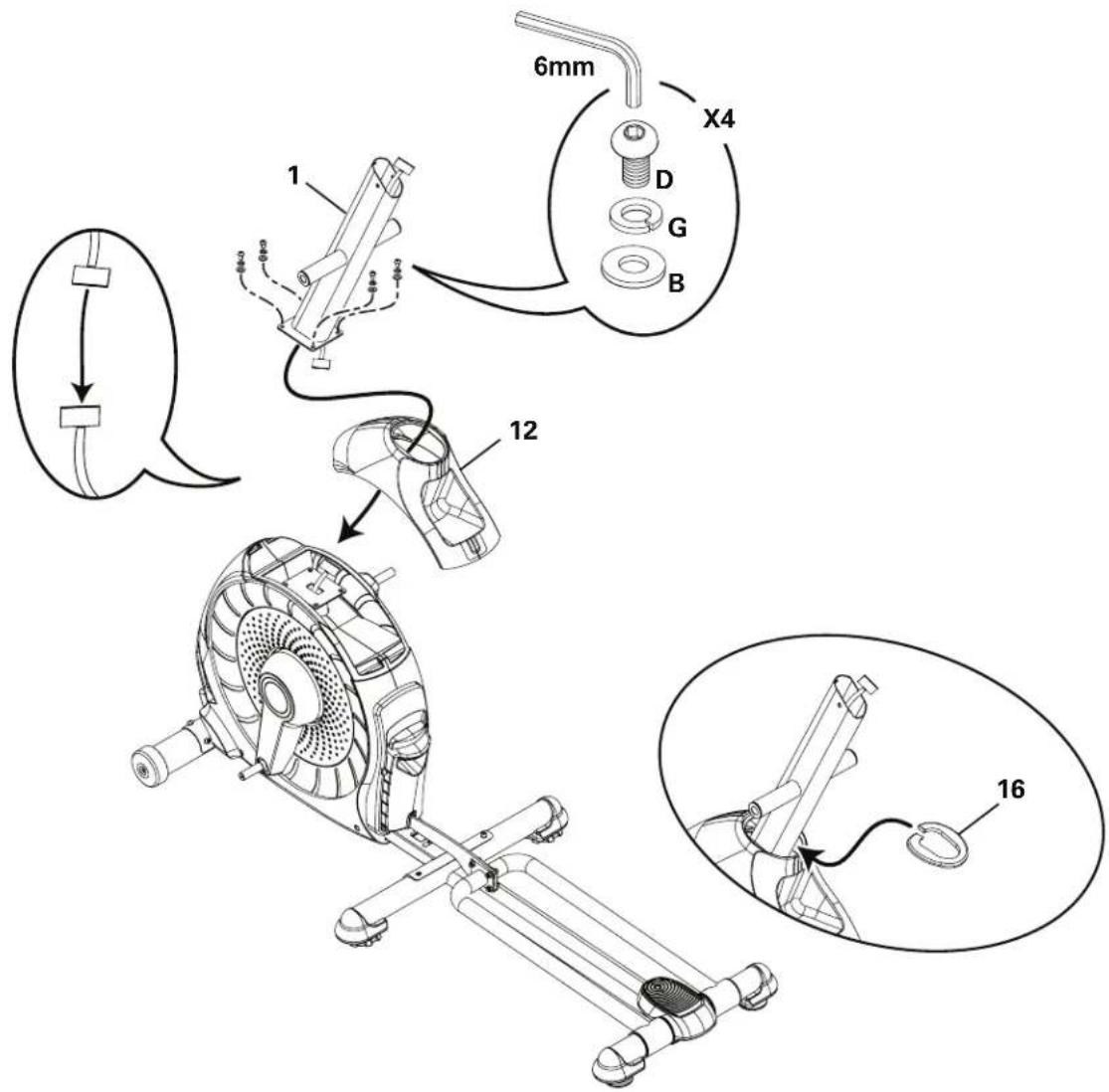 Schwinn 430 - 使用臂支柱杆安装手动提升组件 - 3