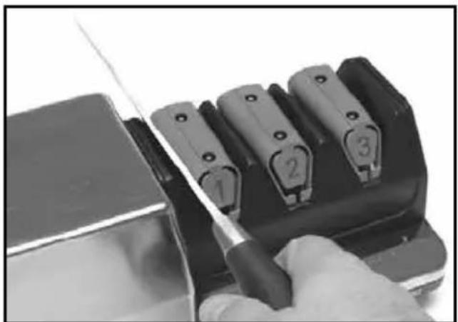 Chef's Choice Commercial Diamond Sharpener 2100 - Procedure for Sharpening Straight Edge Blades Straight Edge Blades: Sharpening First Time - 1