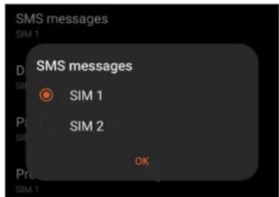 SMS messages SIM 1 D SIM 1 SIM 2 P SIM 1 OK PRO SIM 1