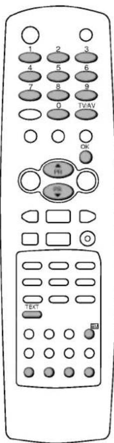 1 2 3 4 5 6 7 8 9 0 TV/AV OK H1 TEKT ST