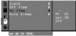 Block Off time On time Auto sleep Pr 01 Vol.3D OFF