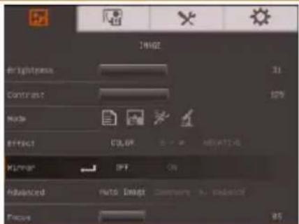 IMAGE Brightness Contrast Mode Effect UI,OR Hue IPT Advanced Auto Image Controls Indicators Pressure 31 100% 85