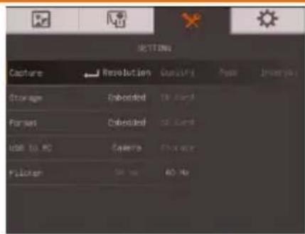 BOTTOMS Capture Resolution Quality Pose Insertion Storage Embedded 100 MHz Format Embedded 50 MHz USB to PC Camera Photo Flicker 50 Hz 40 Hz