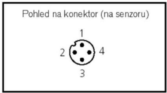 Pohled na konektor (na senzoru) 1 2 3 4