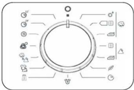 Diagram of a circular device with labeled components and directional arrows, likely for assembly or labeling.