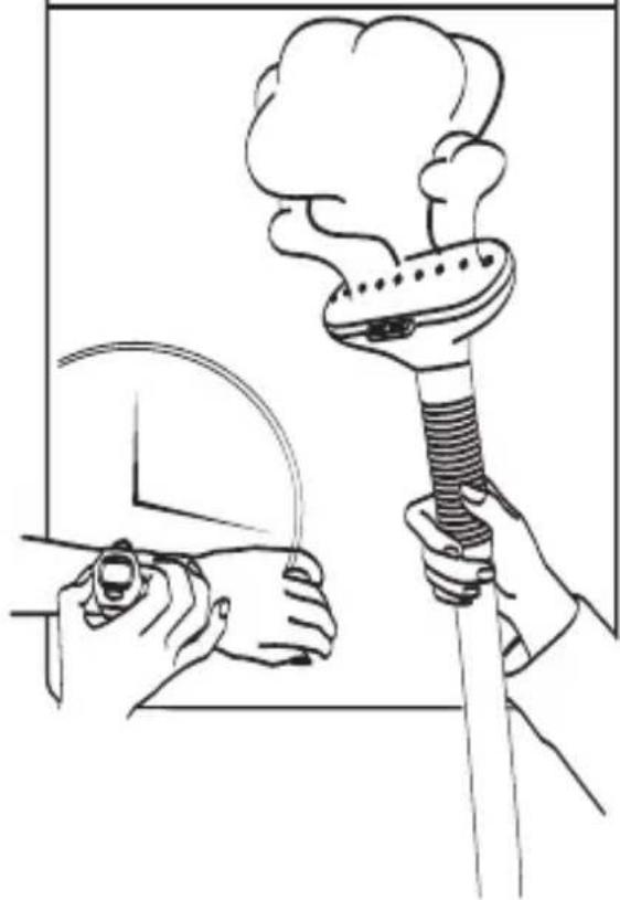 Line drawing of a hand holding a syringe with a smoke rising, next to another hand holding a tool (no text or symbols)