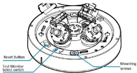 Reset Button Test Monitor Select switch Mounting screws