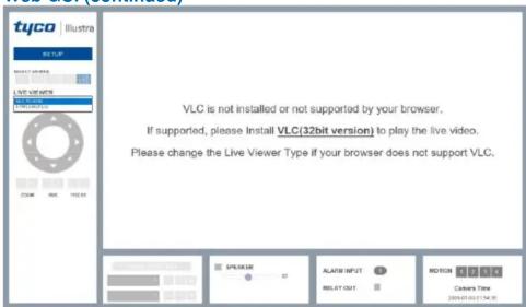 tyco Illustra VLC is not installed or not supported by your browser. If supported, please install VLC(32bit version) to play the live video. Please change the Live Viewer Type if your browser does not support VLC.