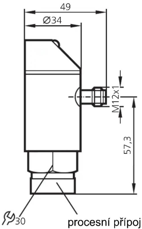 49 Ø34 M12x1 57,3 Ø30 procesní přípoj