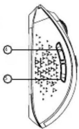 Diagram of a device with labeled parts, showing internal components and particle distribution