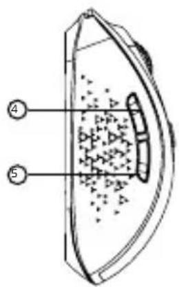 Diagram of a device with labeled parts, showing internal components and particle distribution