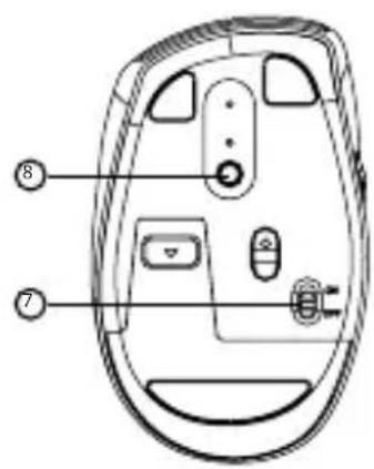 Diagram of a computer mouse head with labeled parts numbered 7 and 8