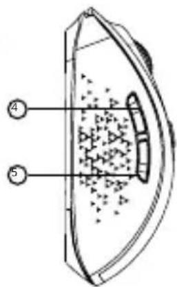 Diagram of a device with labeled parts, showing internal components and particle distribution