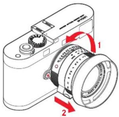 Diagram of a camera with labeled parts and directional arrows indicating rotation or movement