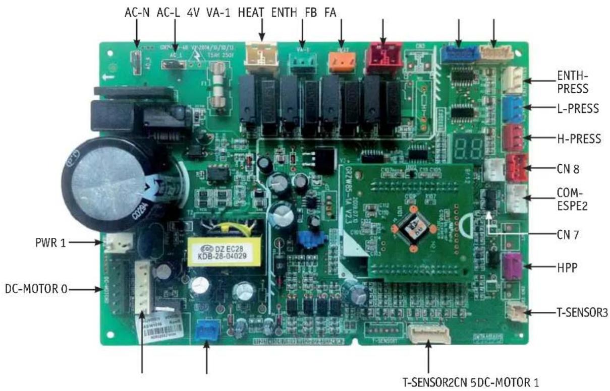 AC-N AC-L 4V VA-1 HEAT ENTH FB FA DCN-48 CN-2014/6/19/10 TSENOR3 PWR 1 DC-MOTOR 0 T-SENSOR2CN 5DC-MOTOR 1 ENTH-PRESS L-PRESS H-PRESS CN 8 COM-ESPE2 CN 7 HPP T-SENSOR3