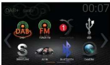 DAB+ SWIO 00:07 DAB+ DHT FM 1 AVIR Bluetooth USB SMARTLINK AVIR BLUETOOTH CAMERA