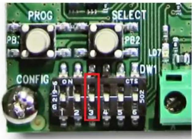 PROG SELECT PB: PB2 LD7 DW1 CONFIG ON CTS 502 G 2/19 1 2 3 4 5 6