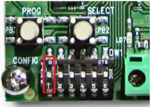 PROG SELECT PB: PB2 L07 DW1 CONFIG CTS 502 T