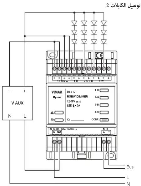 Venezuela KBALAT 2 VIMAR By-me 01417 RGBW DIMMER 12-48V = # LED 4X3A 1-R 2-G 3-B 4-W ID: CONF. BAS C NO Bus L N