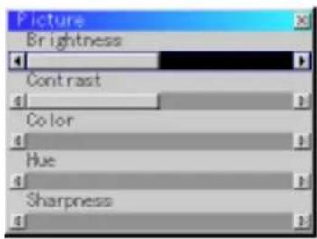 Picture Brightness Contrast 4 Color 4 Hue 4 Sharpness 4