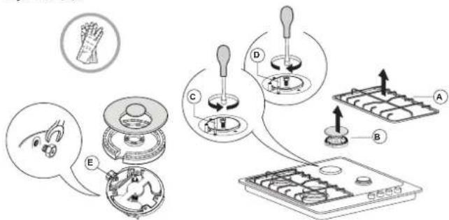 Diagram illustrating a robotic arm tool with labeled parts and directional arrows indicating movement or operation.