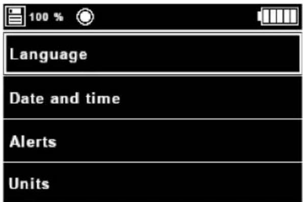 100 % Language Date and time Alerts Units