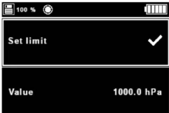 100 % Set limit Value 1000.0 hPa