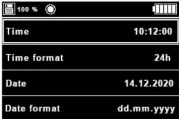 100 % Time 10:12:00 Time format 24h Date 14.12.2020 Date format dd.mm.yyyy