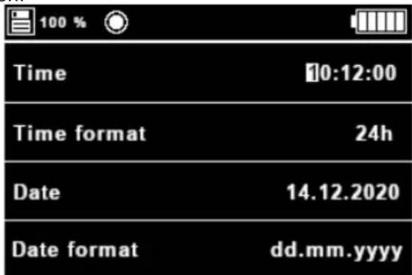 100 % Time 10:12:00 Time format 24h Date 14.12.2020 Date format dd.mm.yyyy