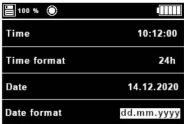 100 % Time 10:12:00 Time format 24h Date 14.12.2020 Date format dd.mm.yyyy