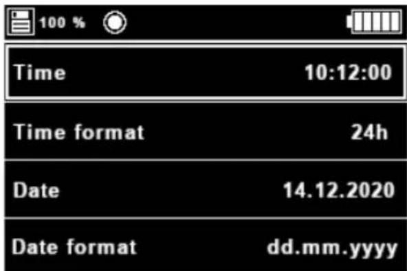 100 % Time 10:12:00 Time format 24h Date 14.12.2020 Date format dd.mm.yyyy