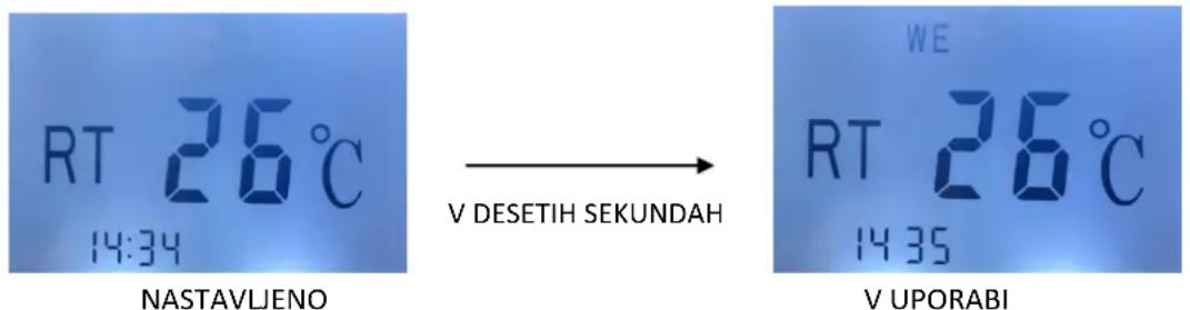 RT 26°C 14:34 NASTAVLJENO V DESETIH SEKUNDAH WE RT 26°C 14:35 V UPORABI