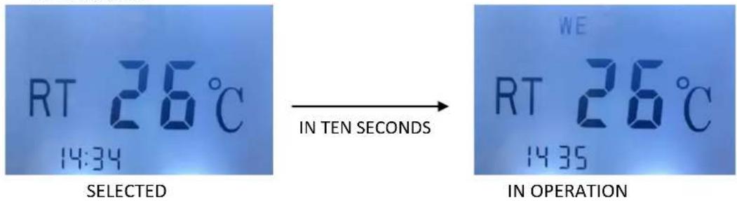 RT 26°C 14:34 IN TEN SECONDS SELECTED WE RT 26°C 14:35 IN OPERATION