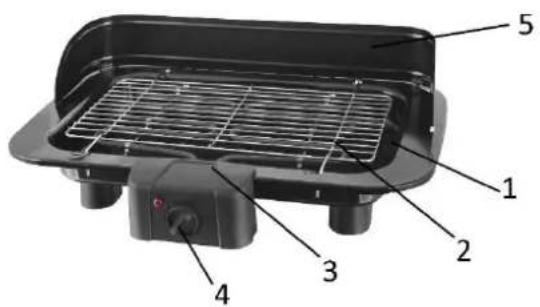 Labeled diagram of a kitchen grater with numbered parts for identification