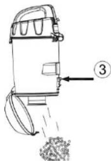 Technical diagram of a mechanical device with labeled component 3 and directional arrows indicating flow or movement.