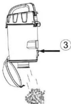 Technical diagram of a portable device with labeled component 3 and directional arrows indicating flow or movement.