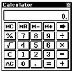 Calculator 0. MC MR M- M+ % 7 8 9 ÷ √ 4 5 6 × C 1 2 3 - AC 0 . = +