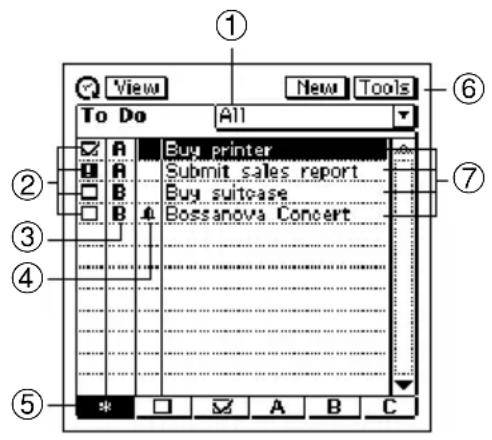 View To Do All Buy printer Submit sales report Buy suitcase Bossanova Concert ① ② ③ ④ ⑤ * □ ✓ A B C