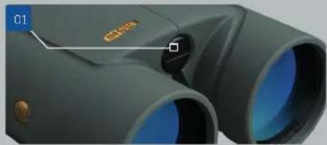 Close-up of two blue-lit binoculars with gold contacts, no visible text or symbols