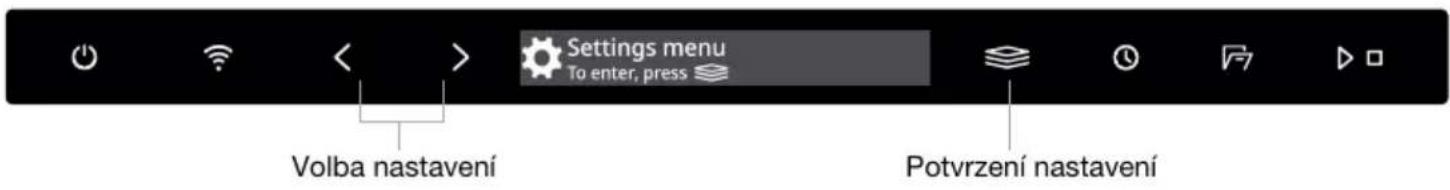 Settings menu To enter, press Volba nastavení Potvrzení nastavení