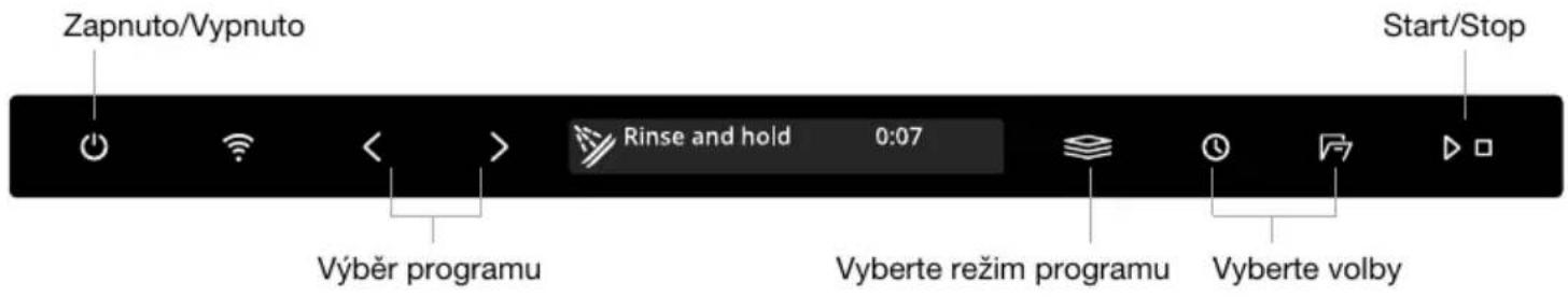 Zapnuto/Vypnuto Rinse and hold 0:07 Výběr programu Vyberte režim programu Vyberte volby Start/Stop