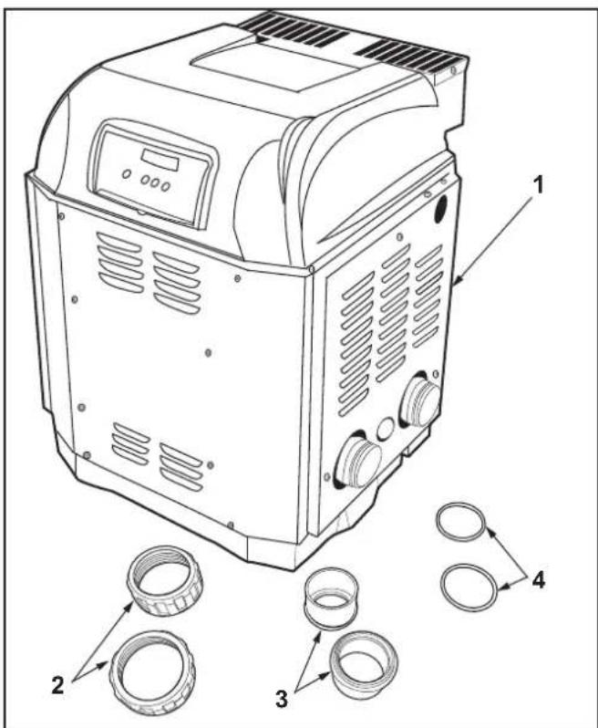 Technical diagram of a portable air conditioner unit with labeled parts including buttons, rings, and control panel