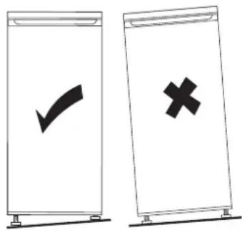 Two vertical signs with check and cross symbols, one black checkmark and one cross, placed side by side on a stand.