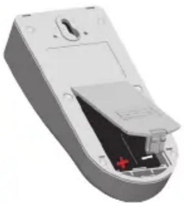 3D rendering of a remote control device with visible internal components and a red cross symbol (no text or labels)