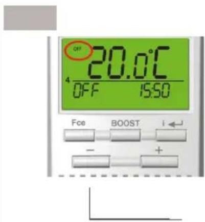OFF 20.0°C 4 OFF 15:50 Fce BOOST i ← - +